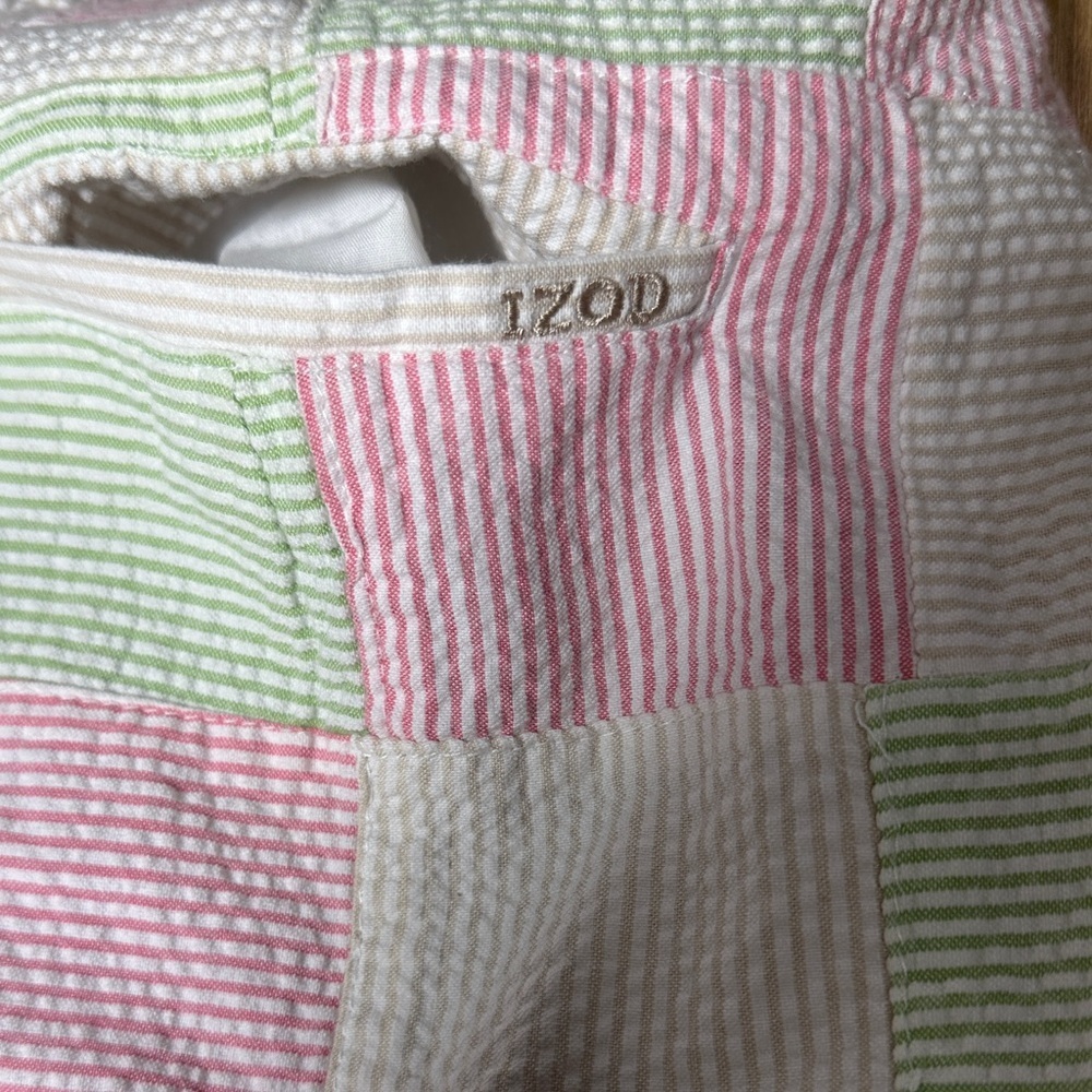 Izod golf  Patchwork Mini Skirt size6 cotton pastel wafle fábric atletic pockets - Picture 8 of 11